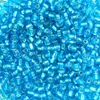 Kásagyöngy, átlátszó, ezüst béléssel, 2 mm - középkék