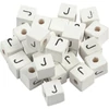Kép 1/2 - Fa betűgyöngy, kocka - 8x8 mm, 1 db, J