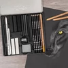 Kép 5/5 - Cretacolor Wolf Box fekete-fehér rajzkészlet, 25 db-os, fémdobozos