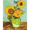 Kép 1/5 - Számozott kifestő készlet, feszített vásznon, 40x50 cm - Van Gogh: Három napraforgó vázában