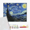 Kép 2/4 - Számozott kifestő készlet, feszített vásznon, 40x50 cm - Van Gogh: Csillagos éj