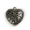 Charm fémdísz, 1 db - szív, 3D, áttört