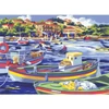 Számozott kifestő készlet, akrilfesték+ecset, 29x39 cm - Mediterrán halászhajók