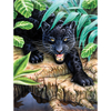 Kép 2/4 - Számozott kifestő készlet, akrilfesték+ecset, 22x30 cm - Fekete leopárd