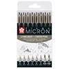 Sakura Pigma Micron műszaki rajztoll és ecsetfilc készlet - 6+2 db, szürke árnyalatok