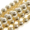 Cseh tekla üveggyöngy füzér, 6 mm, 75 db - Cream