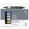 ProMarker kétvégű alkoholos filctoll készlet - 6 db, metallic