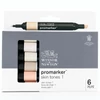 ProMarker kétvégű alkoholos filctoll készlet - 6 db, skin tones 1
