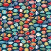 Patchwork anyag - Makower - Deep Blue Sea 139/B8 Fish Shoal dark blue