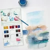 Winsor&Newton Cotman akvarellfesték készlet, 14x1/2 szilke + ecset - Field