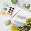 Winsor&Newton Cotman Pocket Set akvarellfesték készlet, 8x1/2 szilke + ecset - Landscape
