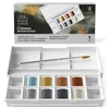 Winsor&Newton Cotman Pocket Set akvarellfesték készlet, 8x1/2 szilke + ecset - Metallic