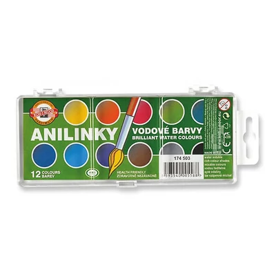 KOH-I-NOOR Brilliant Watercolours (Anilinky) vízfesték készlet - 12 db