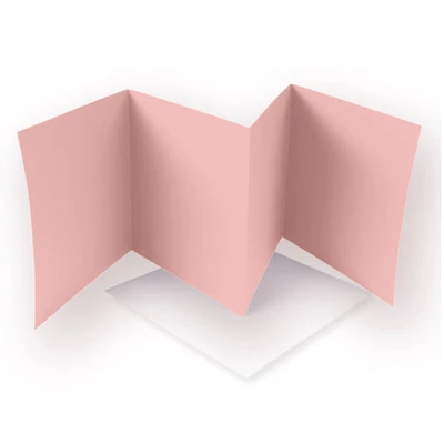 Leporelló kártya - rózsaszín, 13,5x13,5 cm, 4 lapos