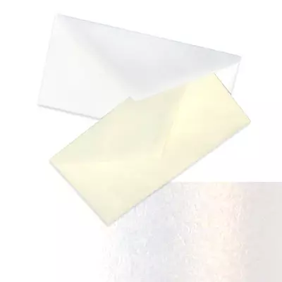 Boríték, francia, 11x22 cm - trendpapír, white pearl, 120 g