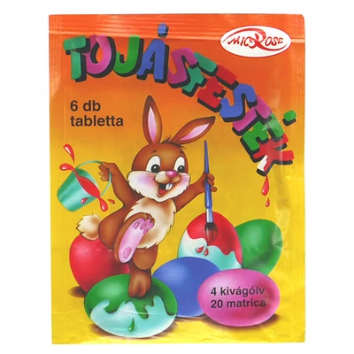 Tojásfesték - 6 tabletta, 4 kivágóív, 20 matrica