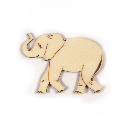 Fafigura, akasztható, lézerrel mintázott - Elefánt fadísz, nagy