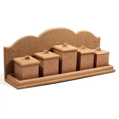 MDF fűszertartó - 5 tárolós, 41x10,5x17 cm