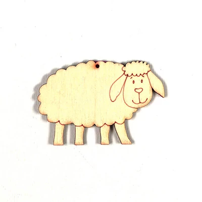 Fafigura, akasztható, lézerrel mintázott - Bárány fadísz, kicsi