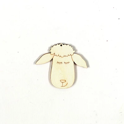 Fafigura, akasztható, lézerrel mintázott - Bárányfej