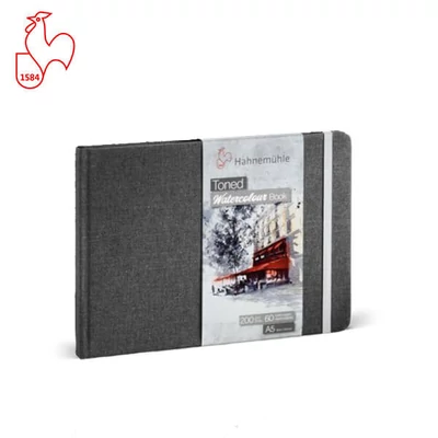 Hahnemühle Toned Watercolour Book akvarellfüzet, 200 g, 30 lap, A5, fekvő, grey