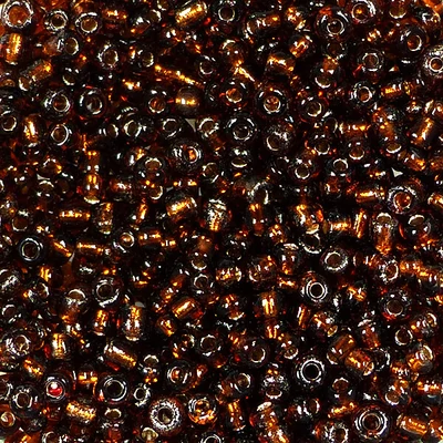 Kásagyöngy, átlátszó, ezüst béléssel, 2 mm - barna