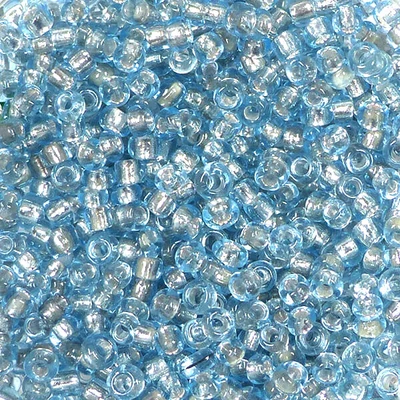 Kásagyöngy, átlátszó, ezüst béléssel, 2 mm - világoskék