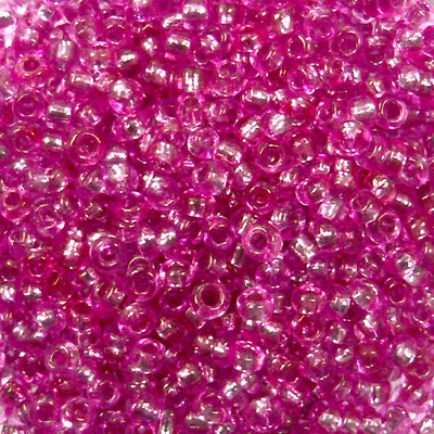 Kásagyöngy, átlátszó, ezüst béléssel, 2 mm - pink