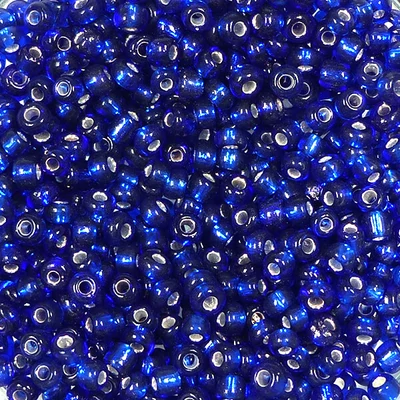 Kásagyöngy, átlátszó, ezüst béléssel, 2 mm - sötétkék