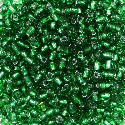 Kásagyöngy, átlátszó, ezüst béléssel, 2 mm - sötétzöld