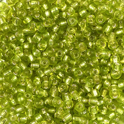 Kásagyöngy, átlátszó, ezüst béléssel, 2 mm - világoszöld