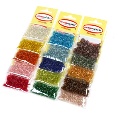 Kásagyöngy, átlátszó, ezüst béléssel, 2 mm - különféle színekben