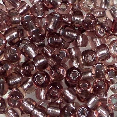 Kásagyöngy, átlátszó, ezüst béléssel, 4 mm - lila