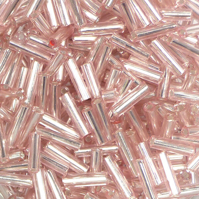 Szalmagyöngy, átlátszó, ezüst béléssel, 6 mm - rózsaszín