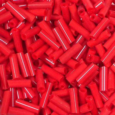 Szalmagyöngy, telt színű, 6 mm - piros