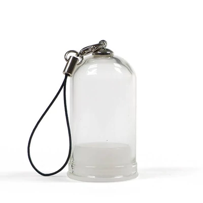 Üveg harang búra műanyag talppal, mini, akasztható - 5 cm