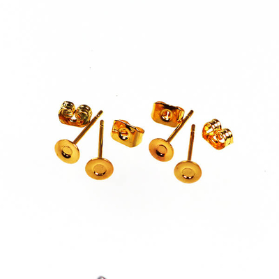 Fülbevaló alap, bedugós - aranyszínű, 4 mm, 2 pár