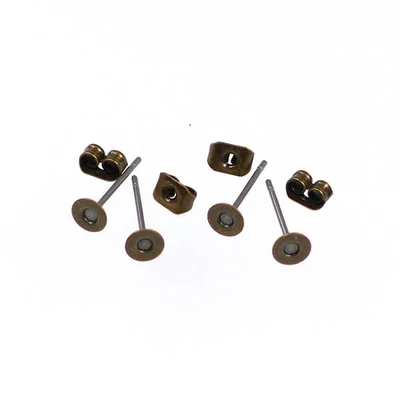 Fülbevaló alap, bedugós - antik, 4 mm, 2 pár