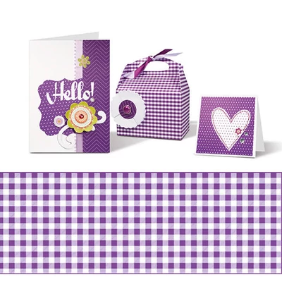 Fotókarton, A4 - mini kockás abrosz - lila