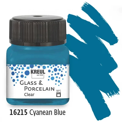 Üveg- és porcelánfesték, Kreul, Clear - 15 ciánkék