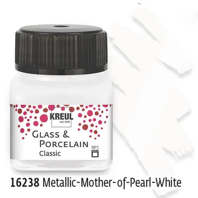Üveg- és porcelánfesték, Kreul, Classic - metál gyöngyház fehér