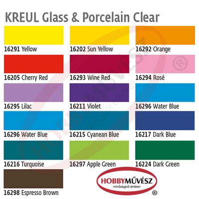Üveg- és porcelánfesték, Kreul, Clear - különféle színekben