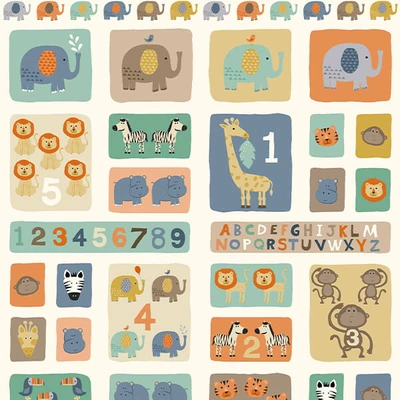 Patchwork anyag - Makower - Baby Jungle 1736-1 Panel, 30cm
