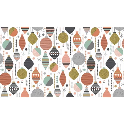 Patchwork anyag - Makower - Christmas Modern Metallic 1801/W Baubles