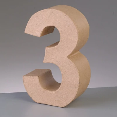 Papírmasé szám - 3, 10 cm