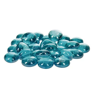 Üvegkavics, 18-20 mm, 100 g - irizáló, türkiz