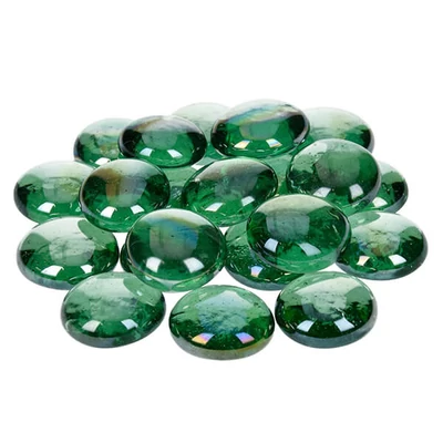 Üvegkavics, 18-20 mm, 100 g - irizáló, mohazöld
