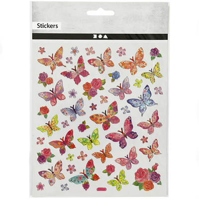 Öntapadós matrica - Pillangók, virágok, 15x16,5 cm
