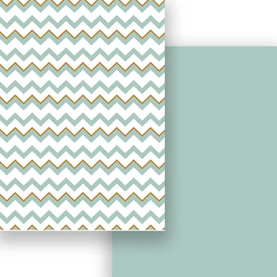 Fotókarton, A4 - matt cikcakk chevron, vintage zöld-arany