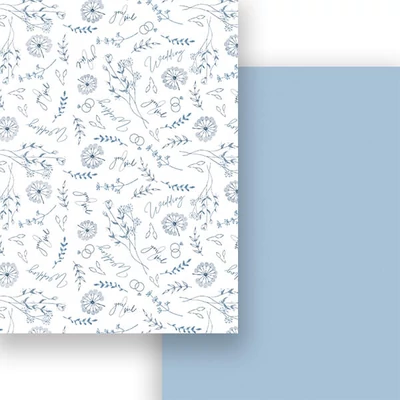 Fotókarton, A4 - matt esküvői virágok, pasztellkék